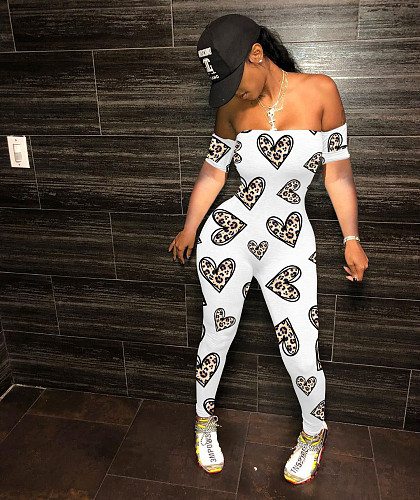 Sexy Off Shoulder Short Sleeve High Waist Skinny Jumpsuit WY-6768