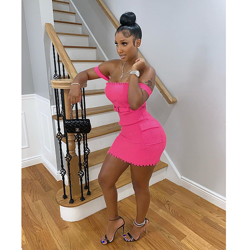 Sexy Solid Color Off Shoulder Bandage Women Mini Dress MDF-5150