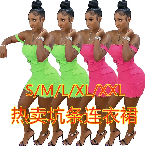 Sexy Solid Color Off Shoulder Bandage Women Mini Dress MDF-5150