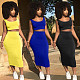 Solid Color Sleeveless Cropped Vest+Skirt Sexy 2 Piece Set LP-6269