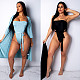 Solid Color Monokini Bodysuit+Thin Coat 2 Piece Swimwear BN-9153