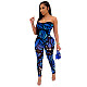 Sexy Low-cut Colorful Printed Sleeveless Bodycon Jumpsuit MR-9040