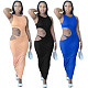 Sexy Solid Color Sleeveless Irregular Hollow Out Skinny Dress LP-6271