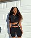 Solid Color Short Sleeve Crop Top Biker Shorts Two Piece Set QZX-6193