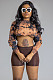 Vintage Print Slim Long Sleeves Crop Top Shorts 2 Piece Set LP-6272