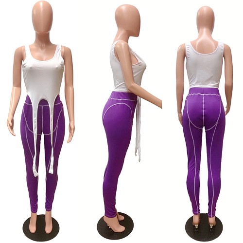 Women Fitness Slim Crop Top+Sporting Leggings 2 Pieces Set QZX-6192