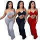 Solid Color Hollow Out Drawstring Lace Up Skinny Club Jumpsuit XY-9083