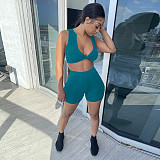 Sexy Low-cut Sleeveless Cropped Top Slim Shorts 2 Pieces GLS-8128