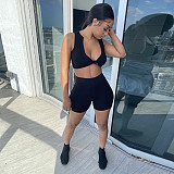 Sexy Low-cut Sleeveless Cropped Top Slim Shorts 2 Pieces GLS-8128