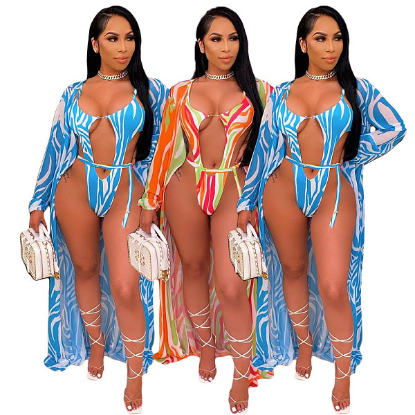 Sexy Print Bandage Monokini Beach Wear Swimming Suit 2Pieces CN-0095