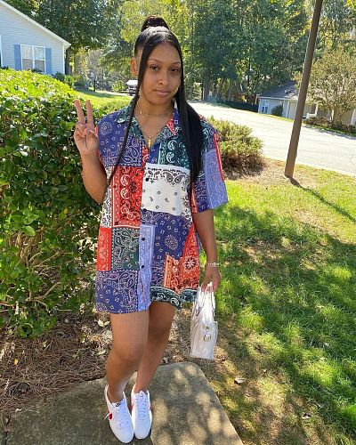 Paisley Print Turn Down Collar Short Sleeves Button Dresses FNN-8587