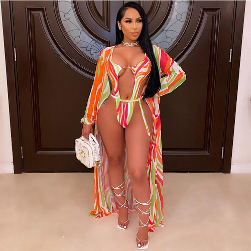 Sexy Print Bandage Monokini Beach Wear Swimming Suit 2Pieces CN-0095