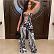 Hot Style Print Lace-up Chest Wrap Wide-leg Pants 2 Piece Set JLY-19169