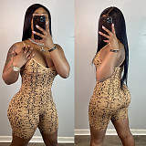 Snake Print Sleeveless Halter High Waist Night Club Romper HMS-5439