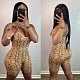 Snake Print Sleeveless Halter High Waist Night Club Romper HMS-5439
