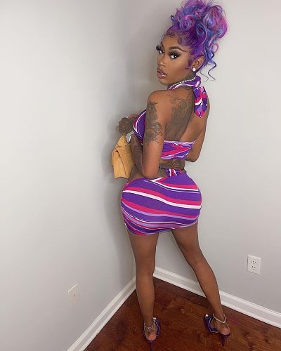 Women's Wrapped Chest Tops Mini Skirts Nightclub Two Piece Set WSM-5226