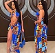 Sexy Print Irregular Cut Out Sleeveless High Slit Maxi Dress DY-6645