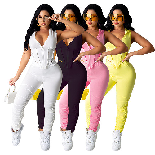 Hooded Backless Slim Fit Crop Top Sweatpant Two Piece Suit CN-0094