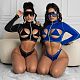 Summer Womens Long Sleeve Solid Swimsuit Beach Wear CHY-1319