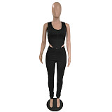 Hooded Backless Slim Fit Crop Top Sweatpant Two Piece Suit CN-0094