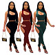 Women Cut Out Sleeveless Top Leggings Bodycon 2 Piece Set YUM-9062