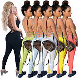 Elegant Women Ribbed Knit Halter Backless Bodycon Jumpsuit ASL-6336