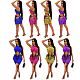 Sexy Print Sleeveless Irregular Hollow Out Lace Up 2 Piece Set MEM-8340