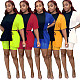 Color Block Splicing Short Sleeve T-shirt Shorts 2 Piece Outfits LS-0342