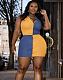 Fashion Spliced Zipper Sleeveless Top Two Piece Shorts Set LP-6276