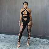 Sexy Solid Sleeveless Hollow Out Skinny Clubwear Jumpsuits GLS-8109
