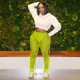 Solid Color High Elastic Perspective Push Up Skinny Pants TE-4234