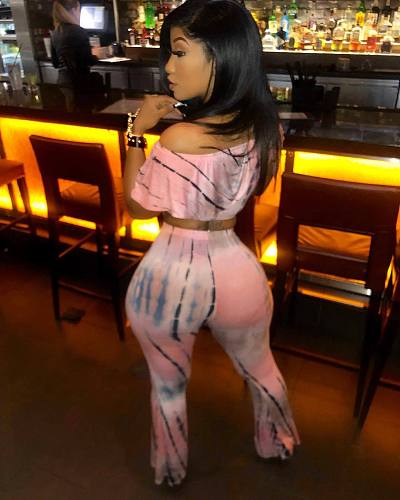 Tie-dye Off Shoulder Crop Top Long Pants Two Piece Outfits WSM-5006