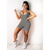Fashion Solid Color Fitness Sleeveless Bodycon Strap Romper CN-0100