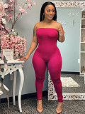 Summer Solid Color Sleeveless Bodycon Wrap Chest Jumpsuits WSM-5228