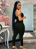 Summer Solid Color Sleeveless Bodycon Wrap Chest Jumpsuits WSM-5228