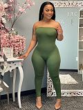 Summer Solid Color Sleeveless Bodycon Wrap Chest Jumpsuits WSM-5228