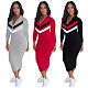 Plus Size Women Long Sleeve Front Zipper Bodycon Sport Dress OM-1162