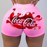 Hot Sale Chic Letters Color Flower Print Bodycon Beach Shorts SHD-9484