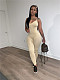 High Stretch Knitting Pit Strip High Waist Bodycon Halter Jumpsuit SMD-2061
