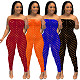 Wrapped Chest Nightclub Breathable Hole Tights Jumpsuit WSM-5232