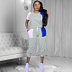 Color Block Splicing V Neck T-shirt Elastic Pants 2 Piece Set YIS-534