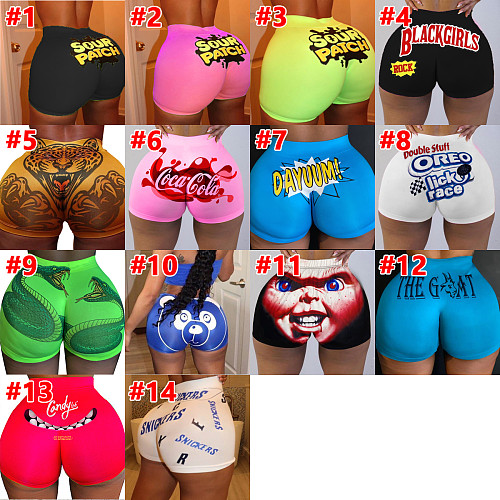 Hot Sale Chic Letters Color Flower Print Bodycon Beach Shorts SHD-9484