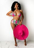Sexy Halter Ruched High Waist Print Bikini Set Separate Swimsuit CM-2112