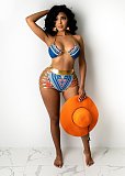 Sexy Halter Ruched High Waist Print Bikini Set Separate Swimsuit CM-2112