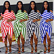 Fashion Stripe Printed Short Sleeve Skinny Irregular Midi Dress WA-7166