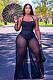 Sexy Solid Color Mesh Splice Sleeveless Wide Leg Jumpsuit XY-9091