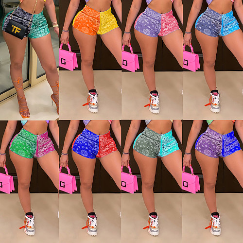 Sexy Streetstyle Paisley Bandanna Print Slim Beach Shorts ML-7430