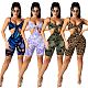 Hot Style Print Sleeveless Hollow Out Bodycon Halter Romper MEM-8341