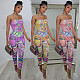 Sexy Pattern Print Sleeveless Slim Waist Bodycon Jumpsuit AL-235