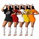 Letter Printing Fashion Short Sleeve Ripped Bodycon Mini Dress DD-8090
